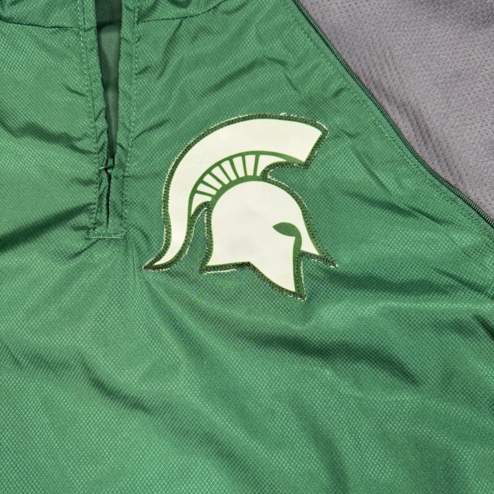 Rawlings Michigan State Spartans Cage Jacket Mens Medium Green Short Sleeve Zip - Picture 4 of 6